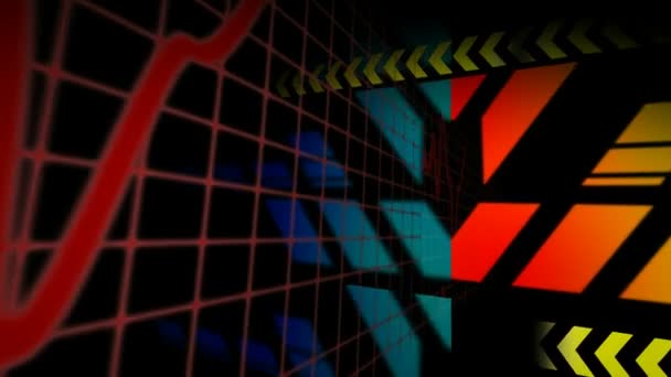 Streszczenie Projekt Graficzny Kolorowy Kwadrat Wzorców Liniami Równoległoboków — Wideo stockowe