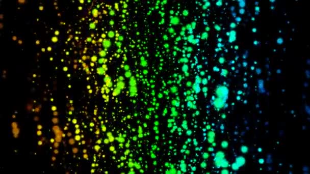 Движение Графики Футуристического Многоцветных Точек Формирования Черном Фоне — стоковое видео