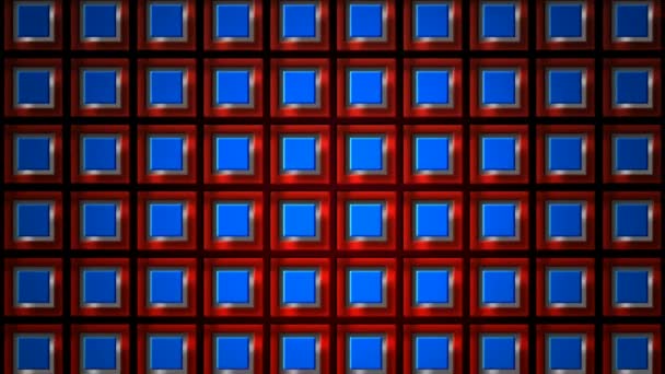 赤の背景にカラフルな正方形のパターンの抽象的なモーション グラフィックス — ストック動画