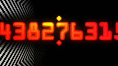 koyu arka plan üzerinde kırmızı neon numaraları soyut hareketli grafikler