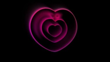 siyah arka plan üzerinde renkli parlak neon kalplerin soyut hareketli grafikler