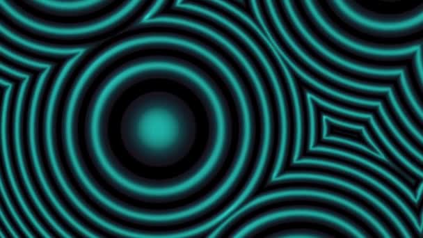 Motion Graphics Animated Background Green Circled Swirling Morphing Lines Black — Stock Video