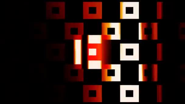 黒い背景にカラフルな正方形のパターンの抽象的なモーション グラフィックス — ストック動画