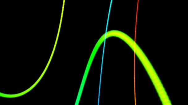 Grafica Del Movimento Sfondo Animato Linee Colorate Contorte Sfondo Nero — Video Stock