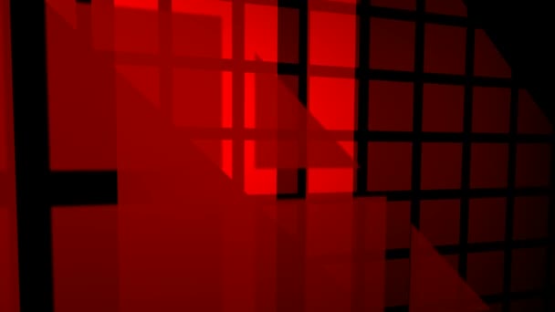 Abstract Motion Graphics Red Square Patterns Dark Background — Stock Video