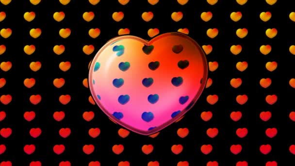 Graphiques Mouvement Abstraits Cœurs Lumineux Colorés Sur Fond Gradient — Video