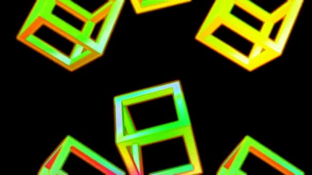 Looping Sin Costura Contorno Color Caja Elementos Gráficos Movimiento Cubo — Vídeos de Stock