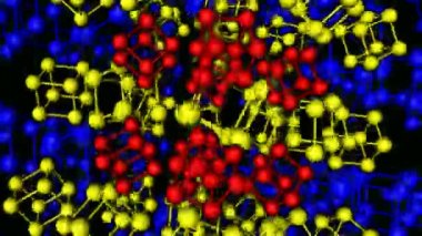 Loopable chromadepth atom dizi hareket grafik öğeleri. Döngü kesintisiz yüksek çözünürlüklü moleküler chromadepth animasyon arka planlar.