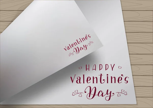 Hand Drawn Lettering Happy Valentines Day Написан Bent Paper Temlate — стоковый вектор