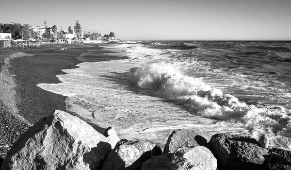 Panorama Des Strandes Von Bordighera Äußersten Westen Der Ligurischen Region — Stockfoto