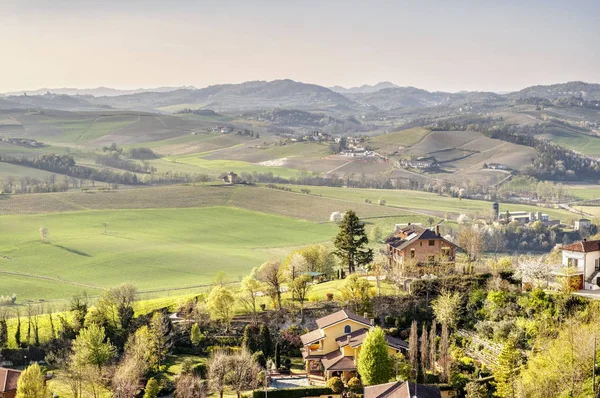 Πανοραμική Θέα Των Αμπελώνων Που Περιβάλλουν Μικρό Χωριό Vignale Monferrato — Φωτογραφία Αρχείου