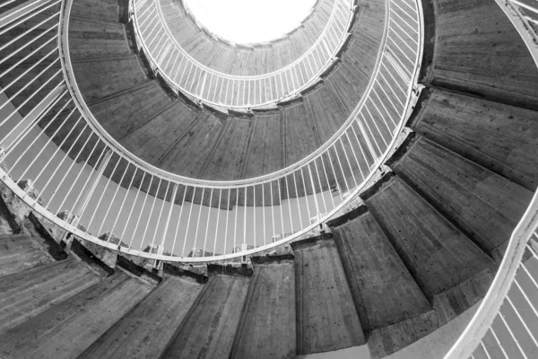 Geometrical View Spiral Staircase Taken Bottom Black White Photo — Stock Photo, Image