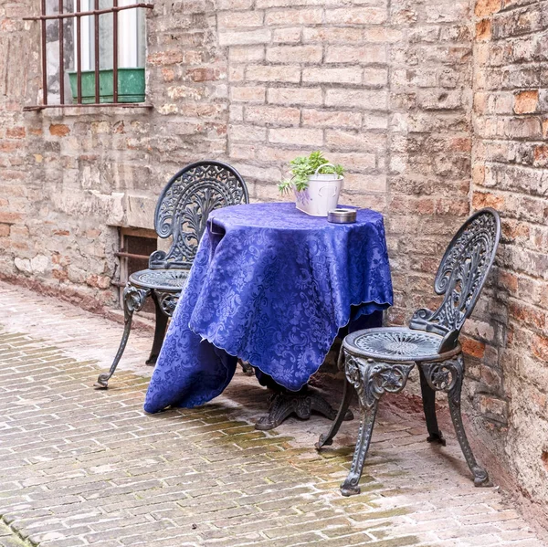 Restaurante Dehor Casco Antiguo Medieval Urbino Región Las Marcas Italia — Foto de Stock