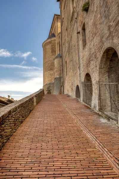 Entrance Pathway Medieval Ducale Palace Urbino Marche Region Italy Color — Stock Photo, Image