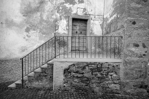 Detalhe Das Antigas Fachadas Casas Bagolino Uma Pequena Cidade Região — Fotografia de Stock