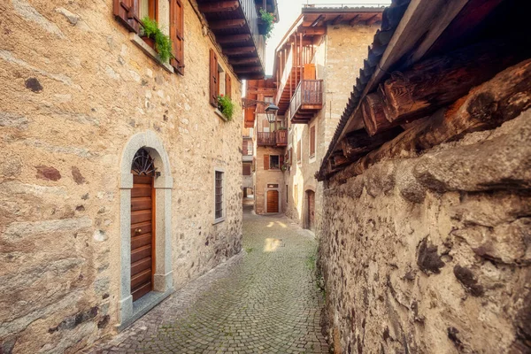Detail Old Houses Facades Bagolino Small Town Lombardy Region Province — Stock Photo, Image