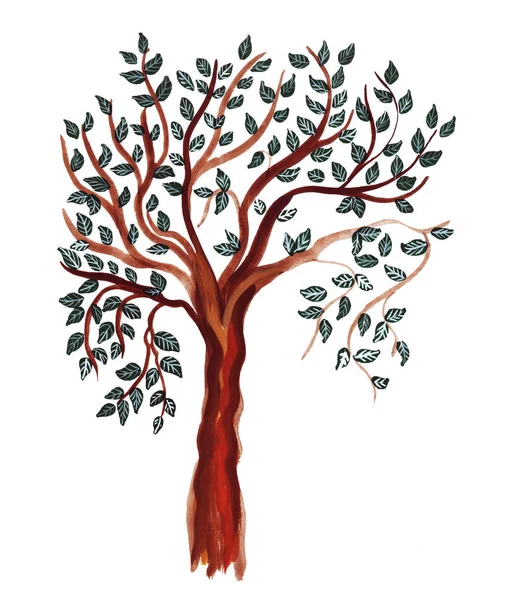 Hand drawing of a tree with a branching crow — Stock Photo, Image