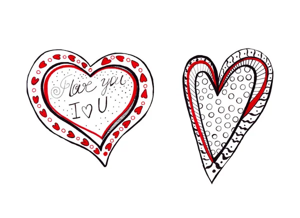 Dibujo a mano dibujo de corazones con decoración — Foto de Stock