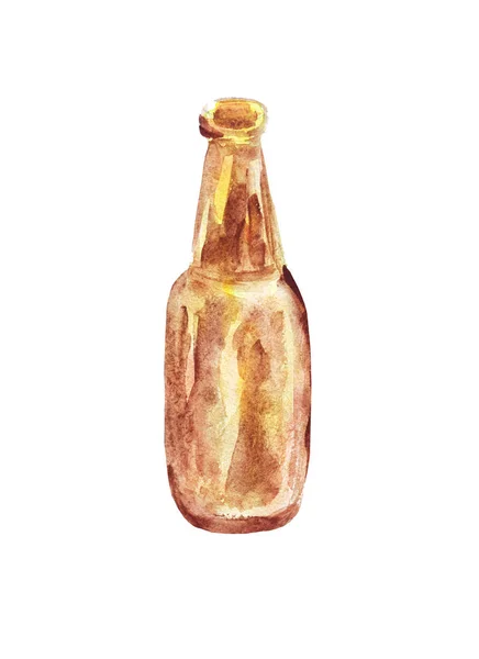Desenho à mão de uma pintura a aquarela de uma garrafa transparente — Fotografia de Stock