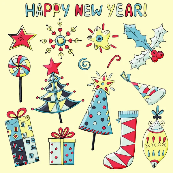 Vector Illustration Elements Christmas New Year Background — Stock Vector