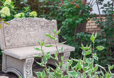 Fotoğraf bir parkta bir beton büyük tezgah 