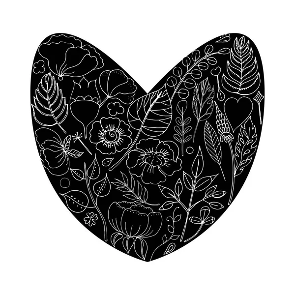 Векторна ілюстрація квіткової рамки у формі серця — стоковий вектор