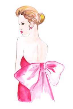 El bir kızın suluboya portre çizimi