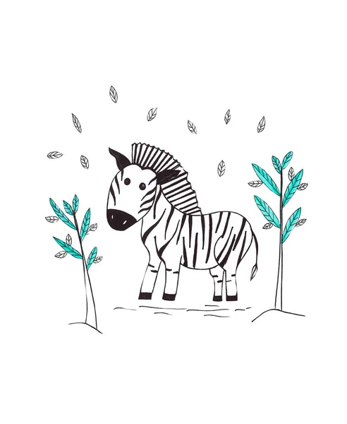 Rysunek Akwarela Zebra Wśród Krzaków Białym Tle — Zdjęcie stockowe