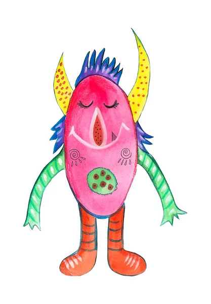 Mano Dibujada Monstruo Demonio Dibujos Animados Acuarela — Foto de Stock