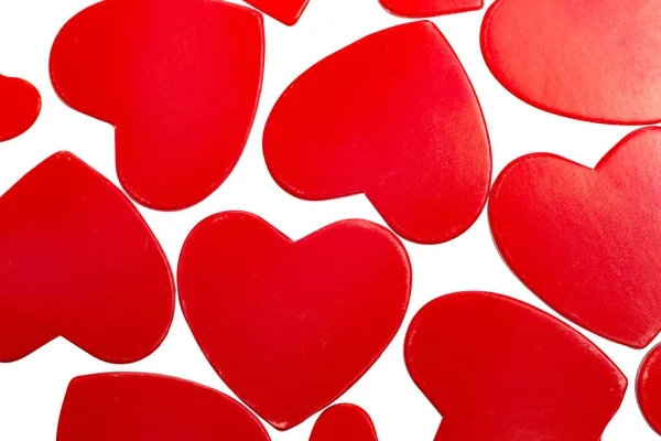 Corazones Rojos Sobre Fondo Blanco — Foto de Stock