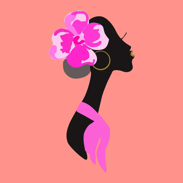 Illustration vectorielle d'une femme africaine en chapeau brillant et écharpe — Image vectorielle