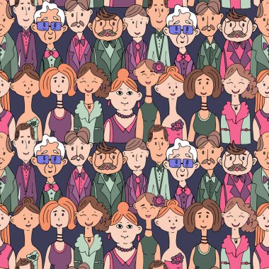 Giysi insanların portrelerin kesintisiz bir desen vektör Illustration.