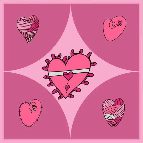 Ilustración vectorial de corazones de diferentes formas como símbolo del Día de San Valentín y el amor . — Vector de stock