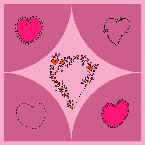 Ilustración vectorial de corazones de diferentes formas como símbolo del Día de San Valentín y el amor . — Vector de stock