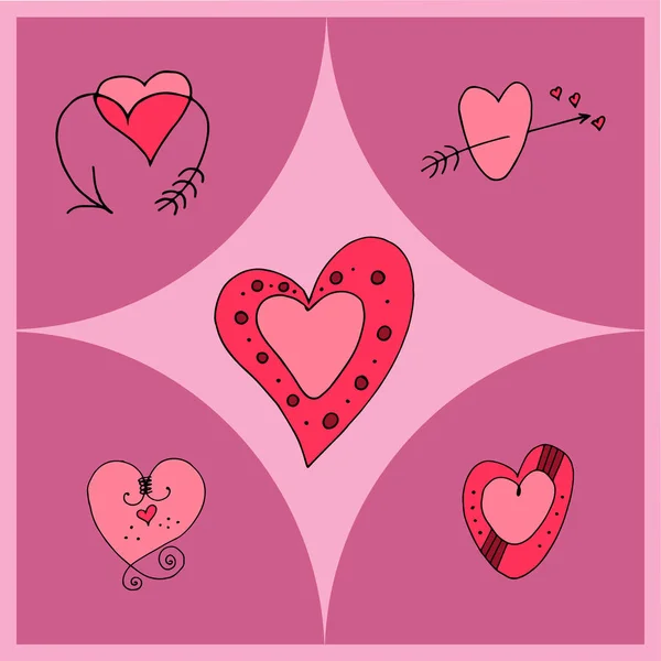 Ilustración vectorial de corazones de diferentes formas como símbolo del Día de San Valentín y el amor . — Vector de stock