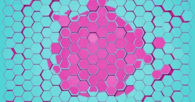 Trendy retro renklerde beşgen şekiller şeklinde Soyut 3d arka plan animasyon.