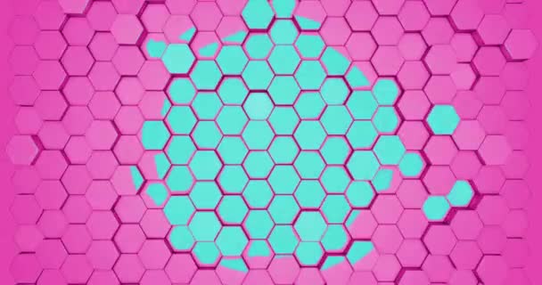 Trendy retro renklerde beşgen şekiller şeklinde Soyut 3d arka plan animasyon. — Stok video