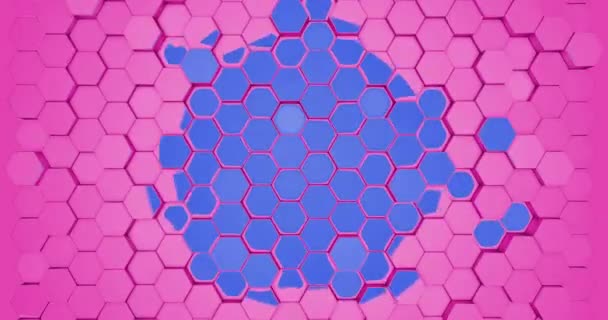 Abstract 3d background animation in the form of pentagon shapes in trendy retro colors. — Stock Video