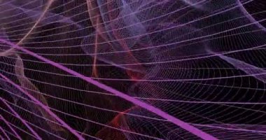 Siyah arka plan üzerinde çok renkli soyut örgü çizgilerin 3d arka plan animasyonu