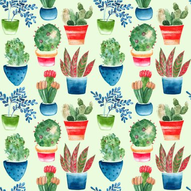 farklı saksı bitkileri desen arka plan 