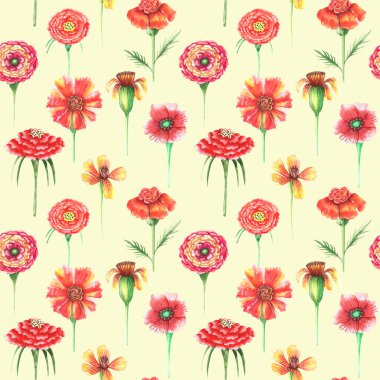 renkli arka planda farklı çiçekler