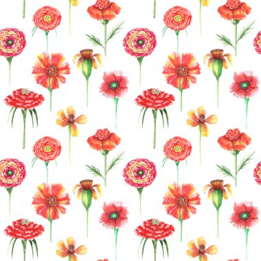 renkli arka planda farklı çiçekler