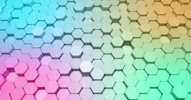 Parlak renklerde altıgen şekiller şeklinde soyut 3d arka plan animasyonu