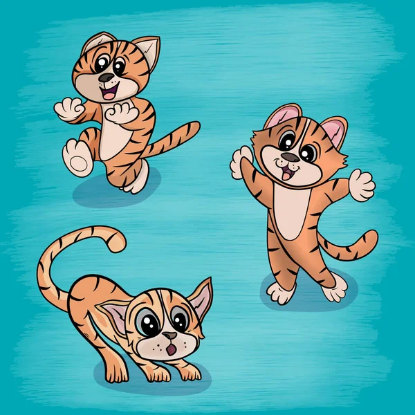 Ilustración Vectorial Gato Animal Jugando Hierba Entre Flores Globos Sobre — Archivo Imágenes Vectoriales