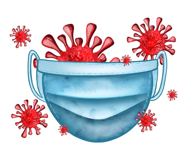 Illustration Protective Mask Viruses Coronaviruses Infections Bacteria Disease Protection Human — Stock Photo, Image