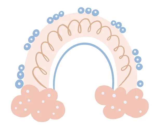 Ilustracja Kolor Kreskówki Tęcza Delikatnych Pastelowych Kolorach Elementami Szczegółami Białym — Zdjęcie stockowe