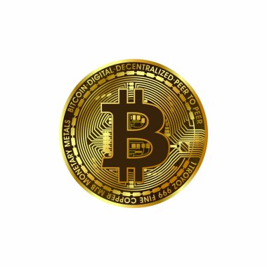 Beyaz arka plan vektör üzerinde doğal altın bitcoin