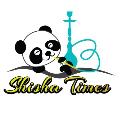 vektör logo panda bir nargile sigara içiyor.