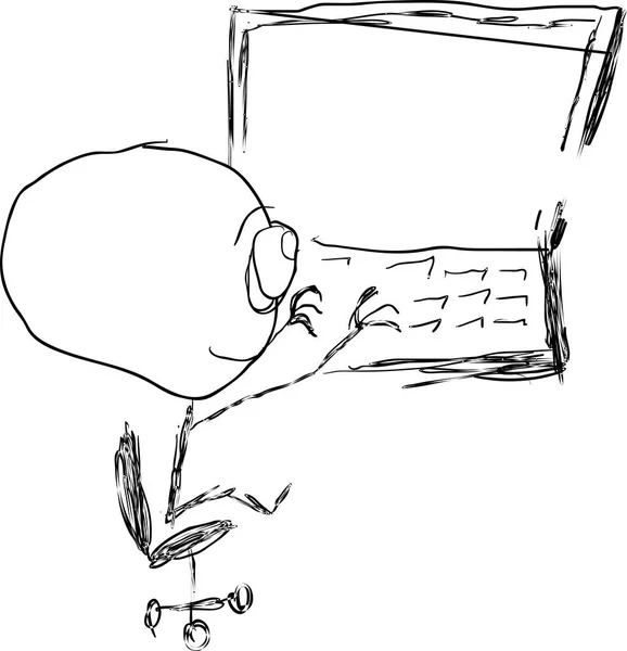 Komiks Legrační Malý Lidí Pracujících Počítači — Stockový vektor