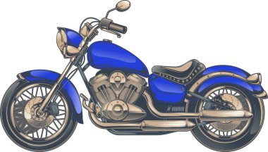 beyaz zemin üzerine mavi retro motosiklet